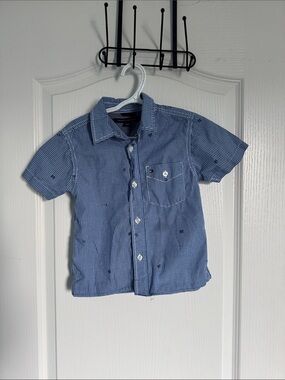Tommy Hilfiger Blue Gingham Short-Sleeve Button-Down Shirt size 5